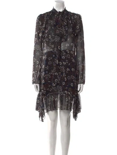 Pre-owned See By Chloé Floral Print Knee-length Dress In Black