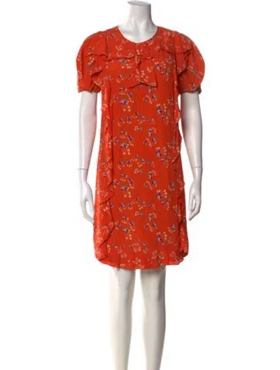 Pre-owned See By Chloé Floral Print Knee-length Dress In Orange