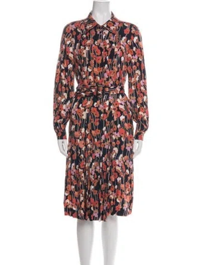 Pre-owned See By Chloé Floral Print Knee-length Dress In Orange