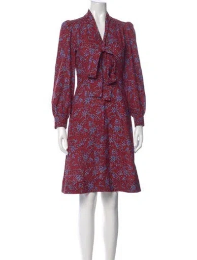 Pre-owned See By Chloé Floral Print Knee-length Dress W/ Tags In Burgundy