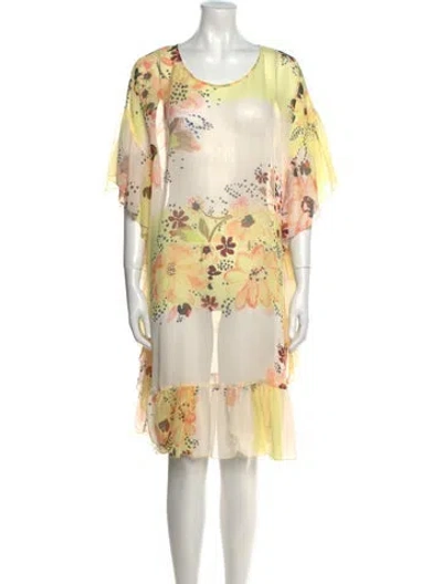 Pre-owned See By Chloé Floral Print Knee-length Dress In Yellow