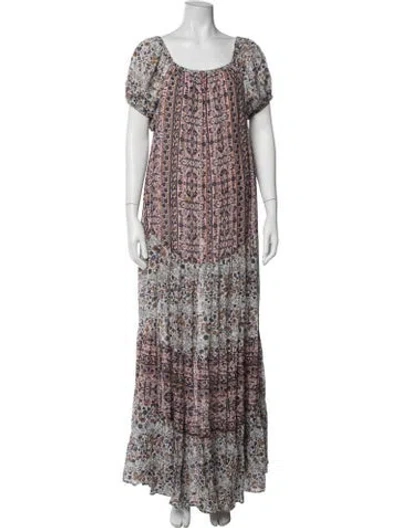 Pre-owned See By Chloé Floral Print Long Dress In Black/pink