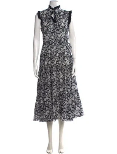 Pre-owned See By Chloé Floral Print Long Dress In Black/white
