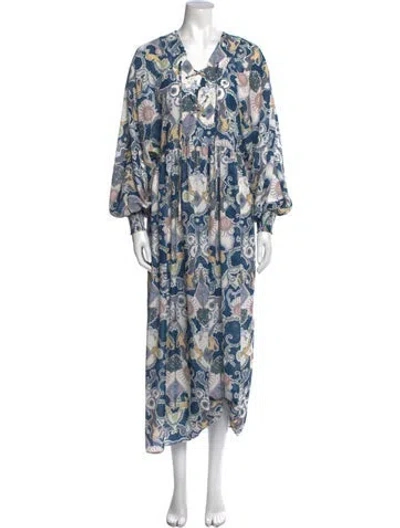 Pre-owned See By Chloé Floral Print Long Dress In Blue