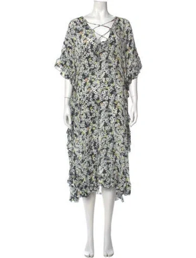 Pre-owned See By Chloé Floral Print Long Dress In Blue
