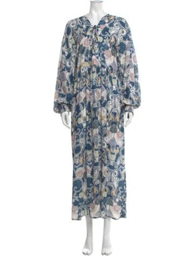 Pre-owned See By Chloé Floral Print Long Dress In Blue