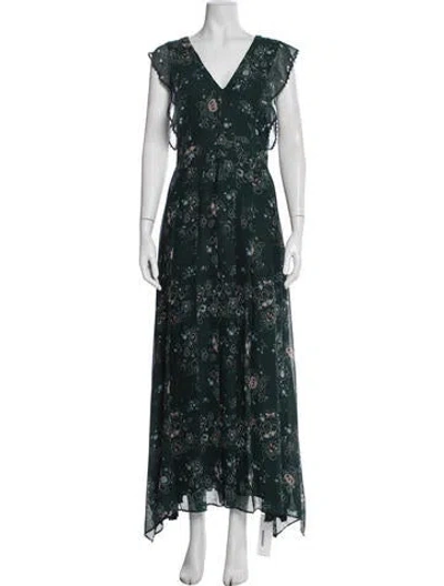 Pre-owned See By Chloé Floral Print Long Dress In Blue