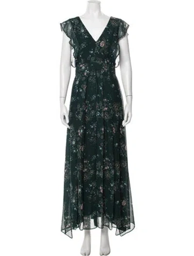 Pre-owned See By Chloé Floral Print Long Dress In Green