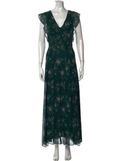Pre-owned See By Chloé Floral Print Long Dress In Green