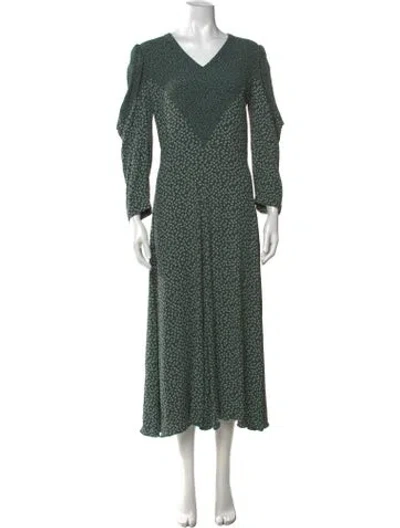 Pre-owned See By Chloé Floral Print Long Dress In Green