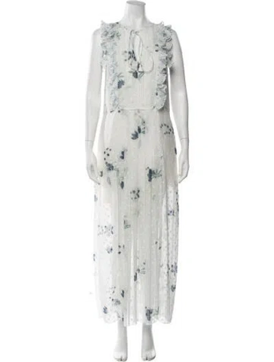 Pre-owned See By Chloé Floral Print Long Dress In White
