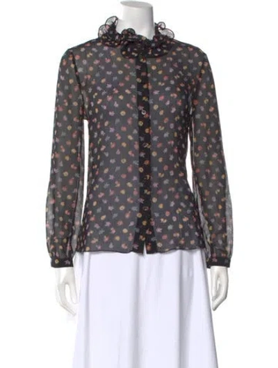 Pre-owned See By Chloé Floral Print Long Sleeve Blouse In Black