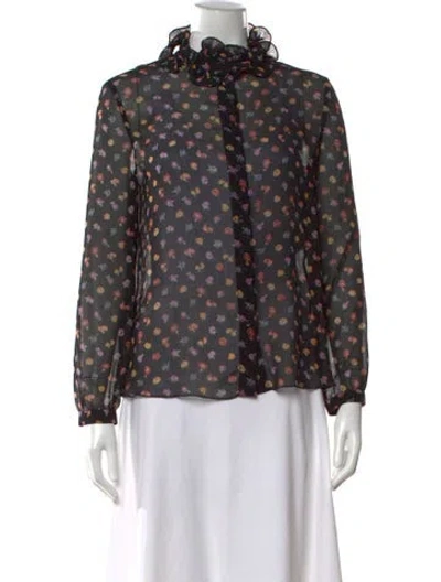 Pre-owned See By Chloé Floral Print Long Sleeve Blouse In Black