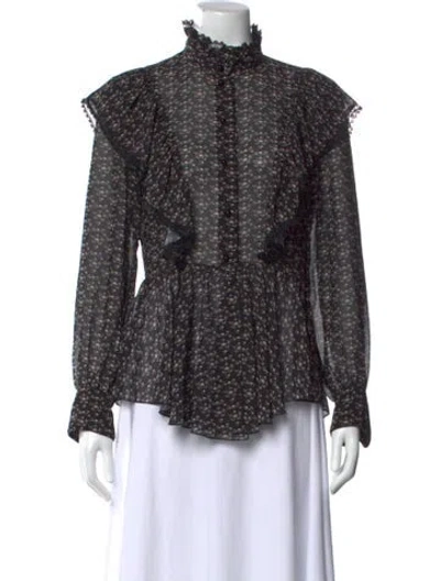 Pre-owned See By Chloé Floral Print Long Sleeve Blouse In Black