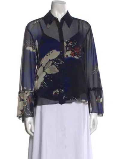Pre-owned See By Chloé Floral Print Long Sleeve Blouse In Blue
