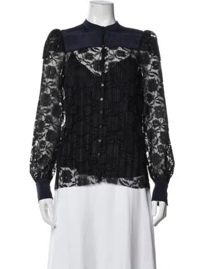 Pre-owned See By Chloé Floral Print Long Sleeve Blouse In Blue