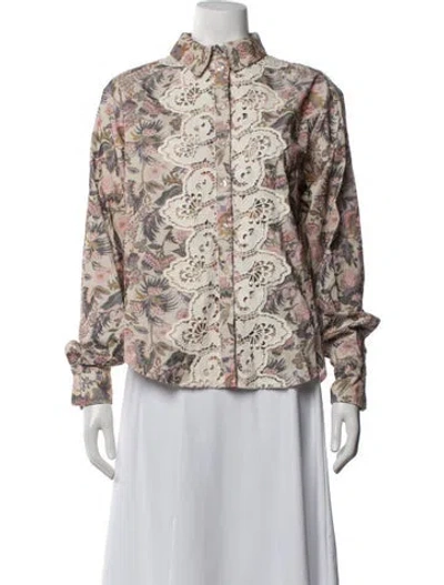 Pre-owned See By Chloé Floral Print Long Sleeve Blouse In Neutrals
