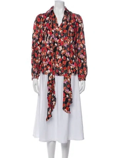 Pre-owned See By Chloé Floral Print Long Sleeve Blouse In Red