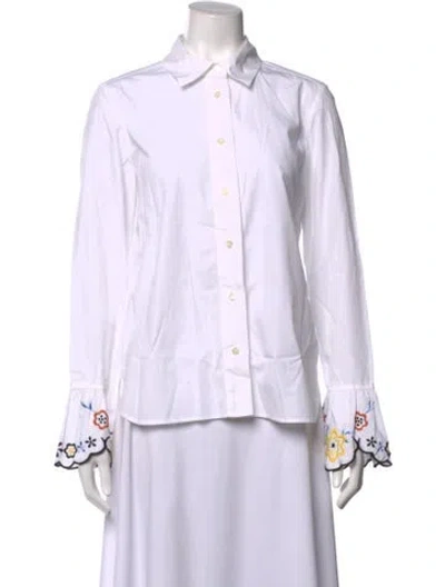 Pre-owned See By Chloé Floral Print Long Sleeve Button-up Top In White