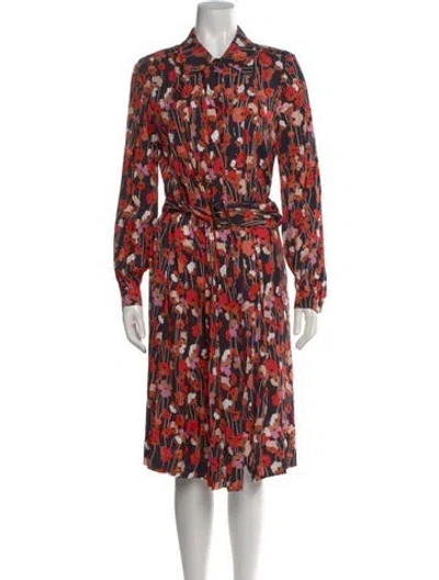 Pre-owned See By Chloé Floral Print Midi Length Dress In Black