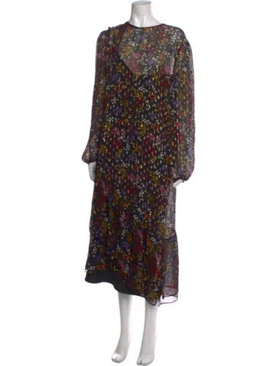 Pre-owned See By Chloé Floral Print Midi Length Dress In Black