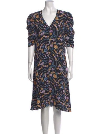 Pre-owned See By Chloé Floral Print Midi Length Dress In Black