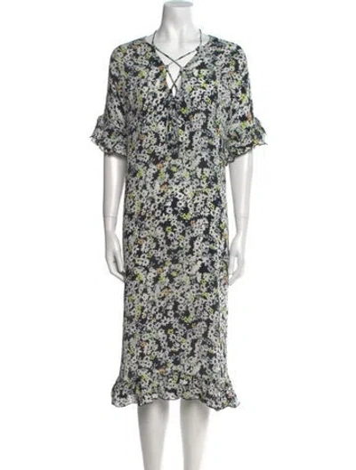 Pre-owned See By Chloé Floral Print Midi Length Dress In Blue