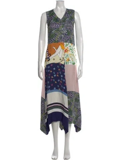 Pre-owned See By Chloé Floral Print Midi Length Dress In Blue