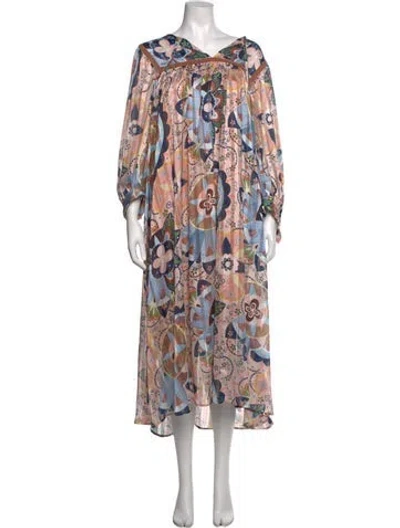 Pre-owned See By Chloé Floral Print Midi Length Dress In Blue