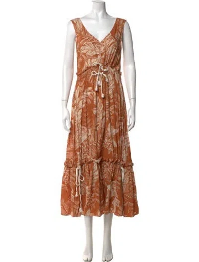 Pre-owned See By Chloé Floral Print Midi Length Dress In Brown