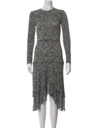 Pre-owned See By Chloé Floral Print Midi Length Dress In Gray