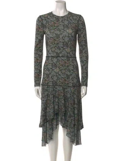 Pre-owned See By Chloé Floral Print Midi Length Dress In Green