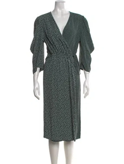 Pre-owned See By Chloé Floral Print Midi Length Dress In Green