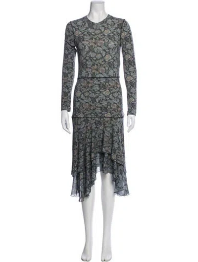 Pre-owned See By Chloé Floral Print Midi Length Dress In Green
