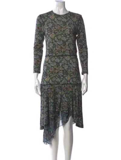 Pre-owned See By Chloé Floral Print Midi Length Dress In Grey