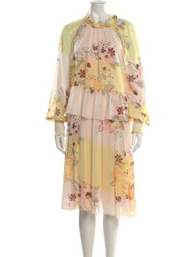 Pre-owned See By Chloé Floral Print Midi Length Dress In Neutral