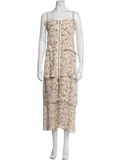 Pre-owned See By Chloé Floral Print Midi Length Dress In Neutrals