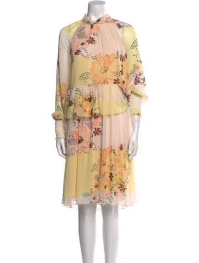 Pre-owned See By Chloé Floral Print Midi Length Dress W/ Tags In Neutral