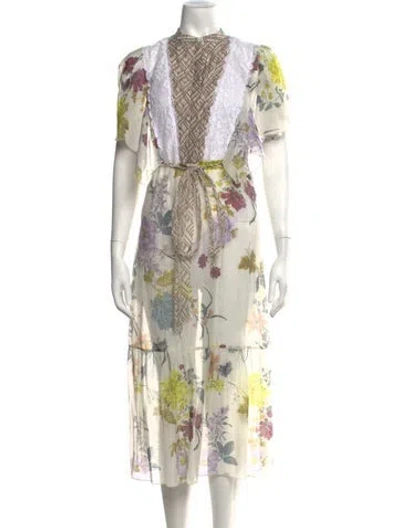 Pre-owned See By Chloé Floral Print Midi Length Dress In White
