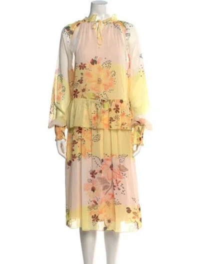 Pre-owned See By Chloé Floral Print Midi Length Dress In Yellow