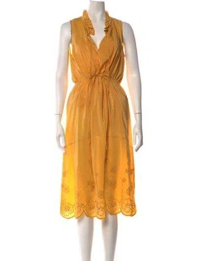 Pre-owned See By Chloé Floral Print Midi Length Dress In Yellow