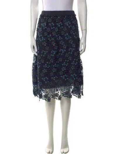 Pre-owned See By Chloé Floral Print Midi Length Skirt In Blue