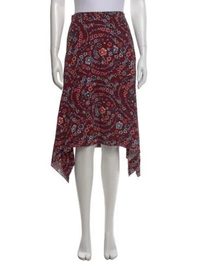 Pre-owned See By Chloé Floral Print Midi Length Skirt In Burgundy