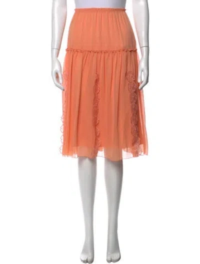 Pre-owned See By Chloé Floral Print Midi Length Skirt W/ Tags In Orange
