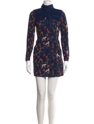 Pre-owned See By Chloé Floral Print Mini Dress In Blue