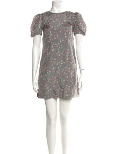 Pre-owned See By Chloé Floral Print Mini Dress In Gray