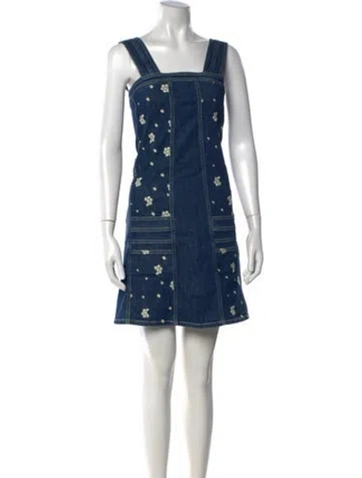 Pre-owned See By Chloé Floral Print Mini Dress W/ Tags In Blue