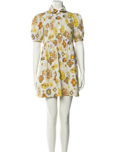 Pre-owned See By Chloé Floral Print Mini Dress In Yellow