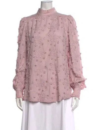Pre-owned See By Chloé Floral Print Mock Neck Blouse In Pink