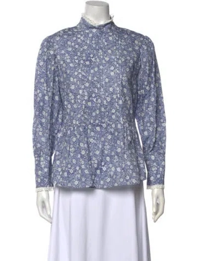 Pre-owned See By Chloé Floral Print Mock Neck Top In Blue